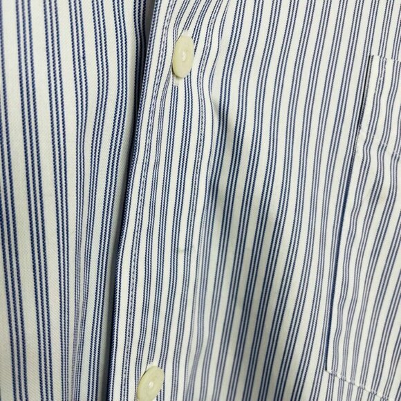 Mens Button Up Dress Shirt Giordano Blue Stripe Long Sleeve Top Size XL - Picture 4 of 7